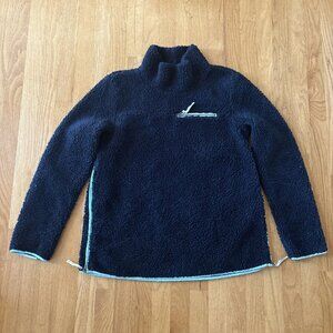 LL Bean Signature Sherpa Fleece Pullover Mock Neck Women's Size Medium Blue
